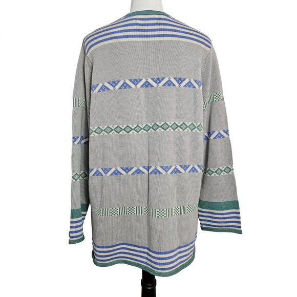 Gudrun Sjoden Large Grey Patterned Long Sleeve Lagenlook Nordic Sweater - Picture 3 of 5